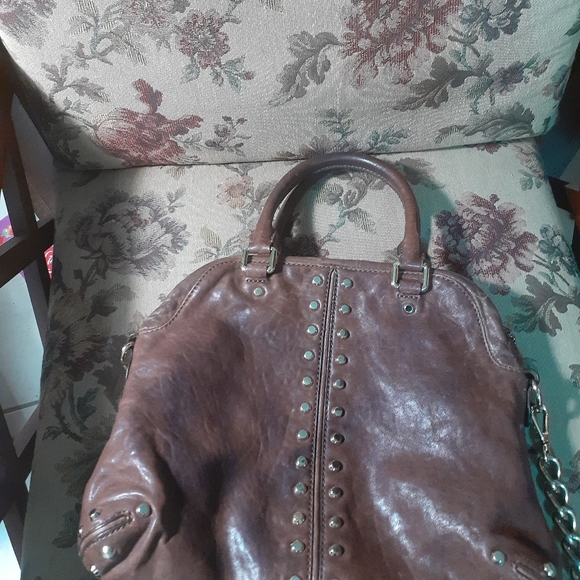 Michael Kors Brown Studded Leather Bag - Picture 3 of 11